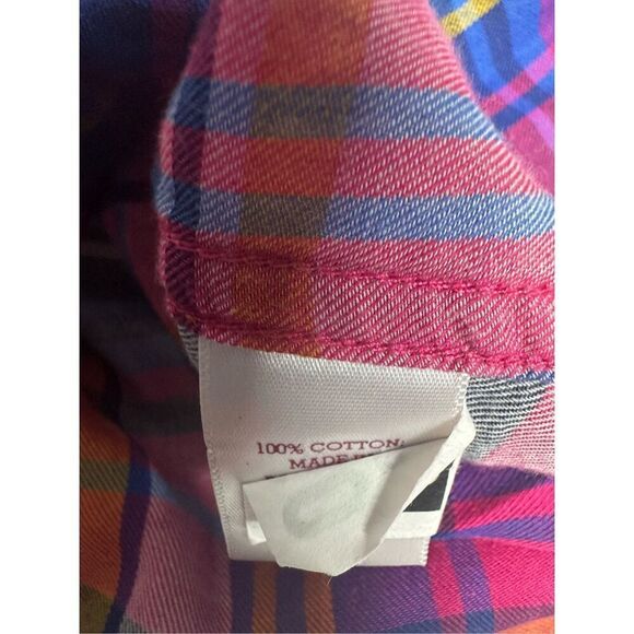 SO Long Sleeve Plaid Button Up Shirt Cotton Multicolor Juniors Size L - Picture 5 of 9